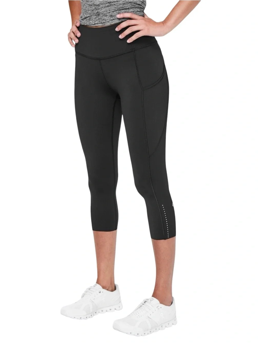 Lululemon Fast and Free 19” Reflective Crop Legging Black Sz 10 Like New